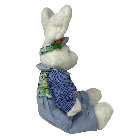 VTG Mty International Blue Boy Easter Bunny In Overalls/Jacket Plush 24" - Picture 3 of 11